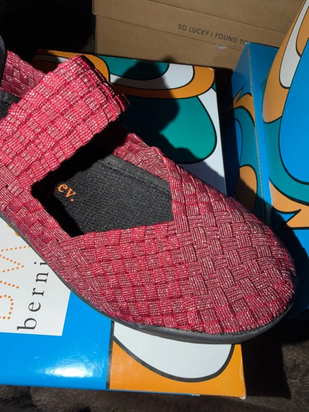 bernie‎ mev. Kids Woven Mary Jane Sandals in Red
